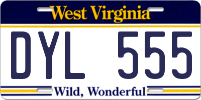 WV license plate DYL555