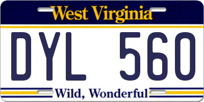 WV license plate DYL560
