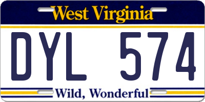WV license plate DYL574