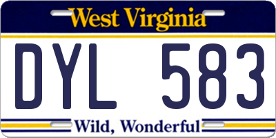 WV license plate DYL583