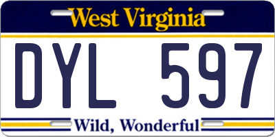 WV license plate DYL597