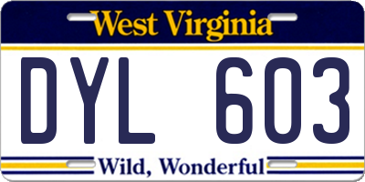 WV license plate DYL603