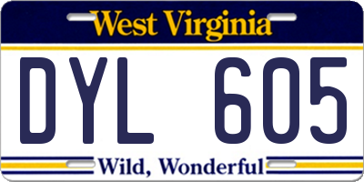 WV license plate DYL605