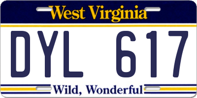 WV license plate DYL617