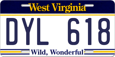WV license plate DYL618