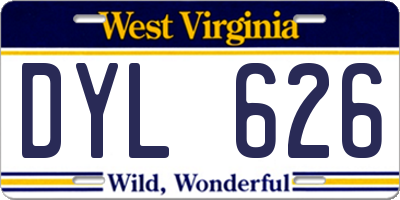 WV license plate DYL626