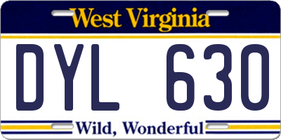 WV license plate DYL630