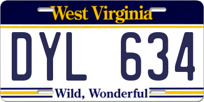 WV license plate DYL634