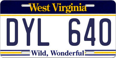 WV license plate DYL640