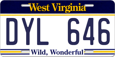 WV license plate DYL646
