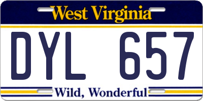 WV license plate DYL657