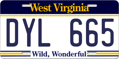 WV license plate DYL665
