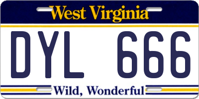 WV license plate DYL666