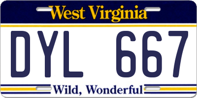 WV license plate DYL667