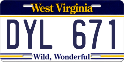 WV license plate DYL671