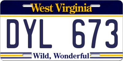 WV license plate DYL673