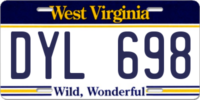 WV license plate DYL698