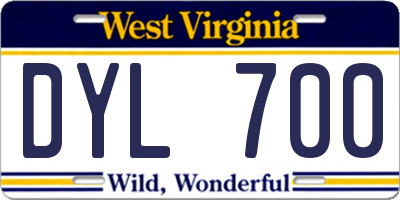 WV license plate DYL700