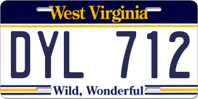 WV license plate DYL712