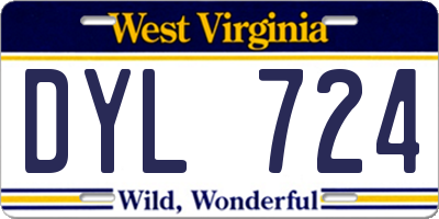 WV license plate DYL724