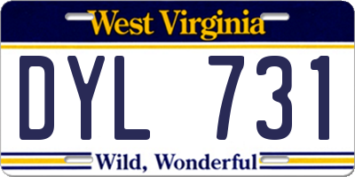 WV license plate DYL731