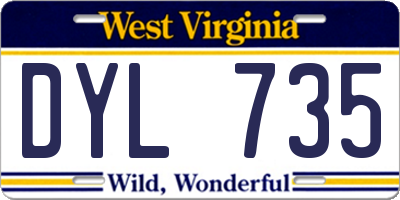 WV license plate DYL735
