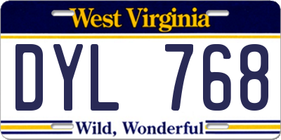 WV license plate DYL768
