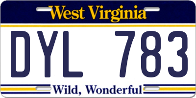 WV license plate DYL783