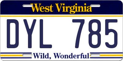 WV license plate DYL785