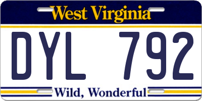 WV license plate DYL792