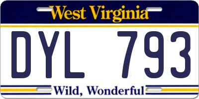 WV license plate DYL793