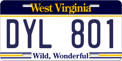 WV license plate DYL801