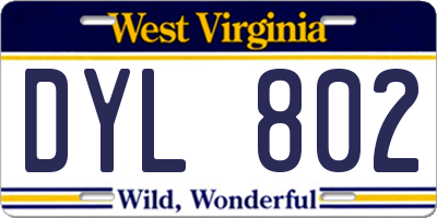 WV license plate DYL802