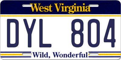 WV license plate DYL804