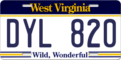 WV license plate DYL820