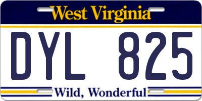WV license plate DYL825