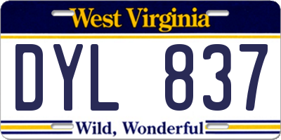 WV license plate DYL837