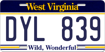 WV license plate DYL839