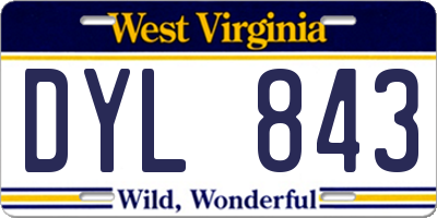 WV license plate DYL843