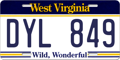 WV license plate DYL849