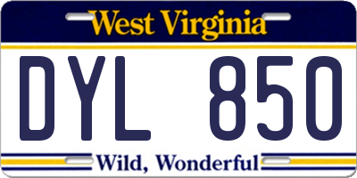 WV license plate DYL850