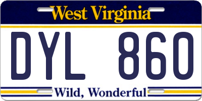 WV license plate DYL860