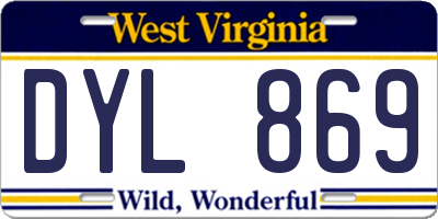 WV license plate DYL869