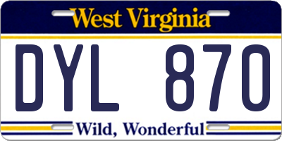 WV license plate DYL870