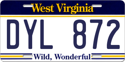 WV license plate DYL872