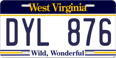 WV license plate DYL876