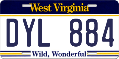 WV license plate DYL884