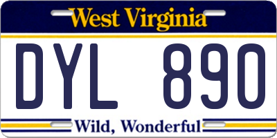 WV license plate DYL890