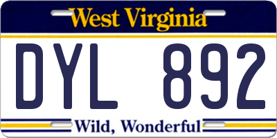 WV license plate DYL892
