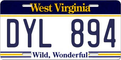 WV license plate DYL894
